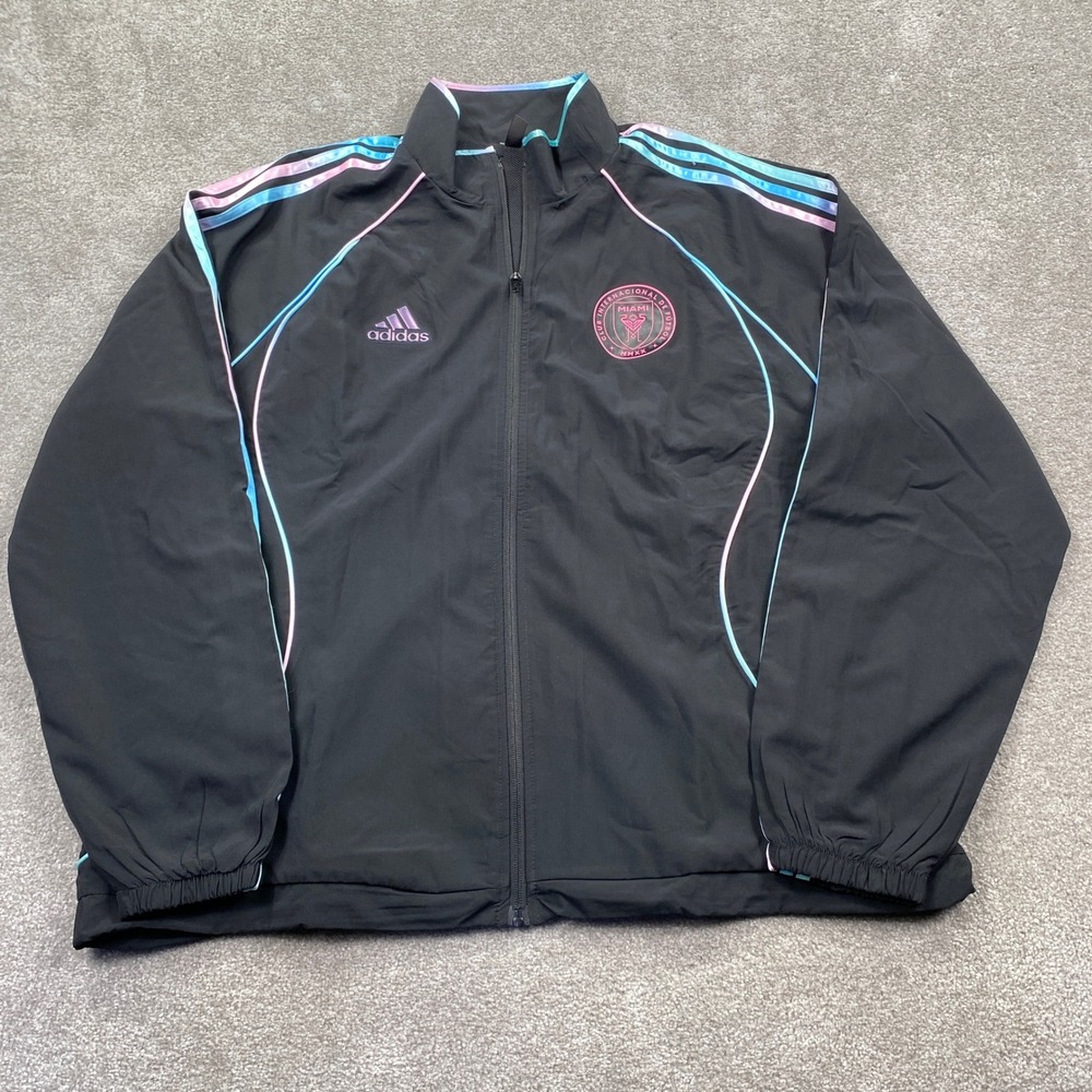 Inter Miami CF Adidas Track Jacket Mens Large Black Full Zip Iridescent KW4782